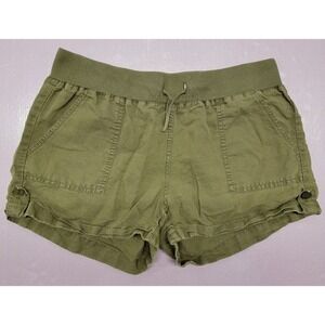 Banana Republic‎ Linen Blend Shorts Womens Size 8 Green Drawstring Pockets Beach